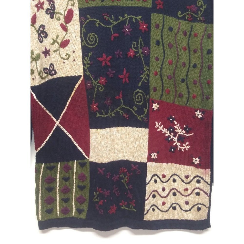 VTG Paul Harris Sweater Sz L Grandma Granny embroidered Farmcore Cottagecore PHD - Picture 4 of 8